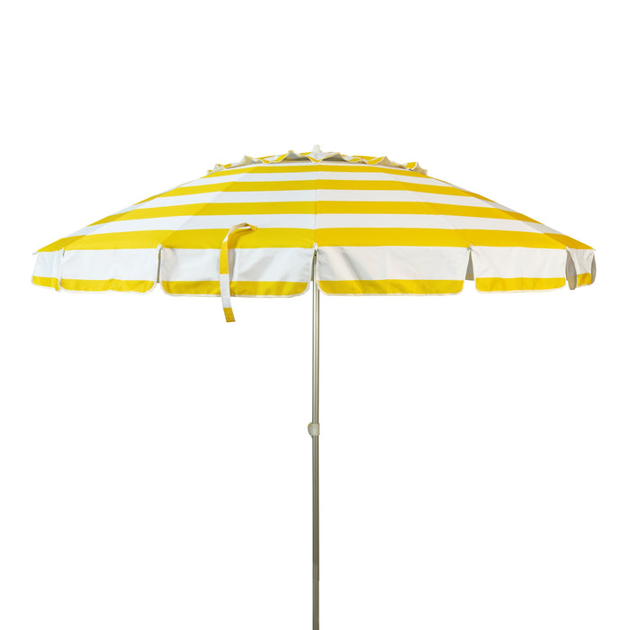 Deluxe 8 ft Yellow and White Stripe Patio & Beach Umbrella with Travel Bag