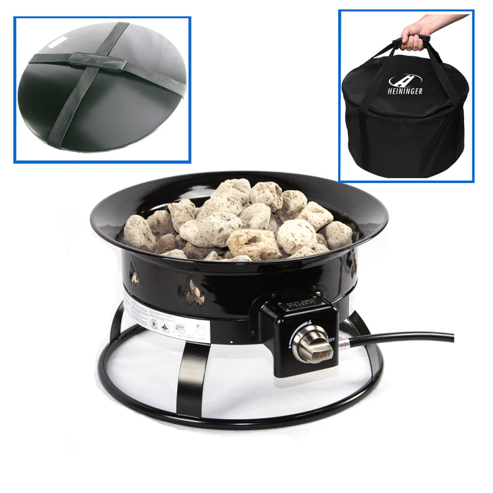 BUNDLE DEAL: PROPANE FIRE PIT WITH LID AND CARRY BAG