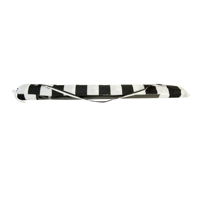Deluxe 8 ft Black and White Stripe Patio & Beach Umbrella with Travel Bag