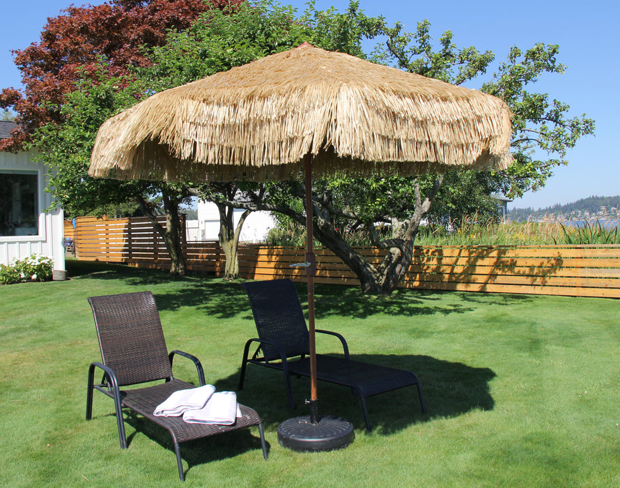 easy tilt patio umbrella Palapa Tiki Whiskey 9 ft Patio Umbrella with Crank Lift and Easy Tilt — Rackbiz