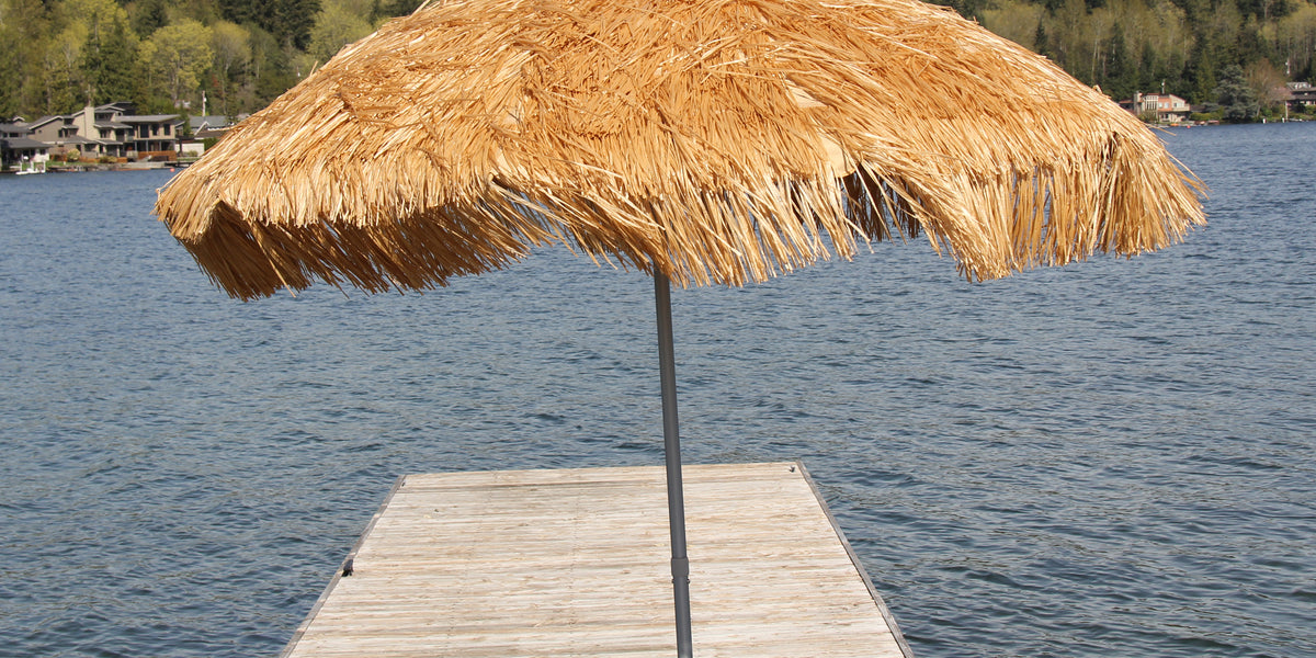 7 ft aluminum palapa patio umbrella Palapa Tiki Thatch Deluxe Patio Umbrella 7'6" -Hawaiian Theme Whiskey —  Rackbiz