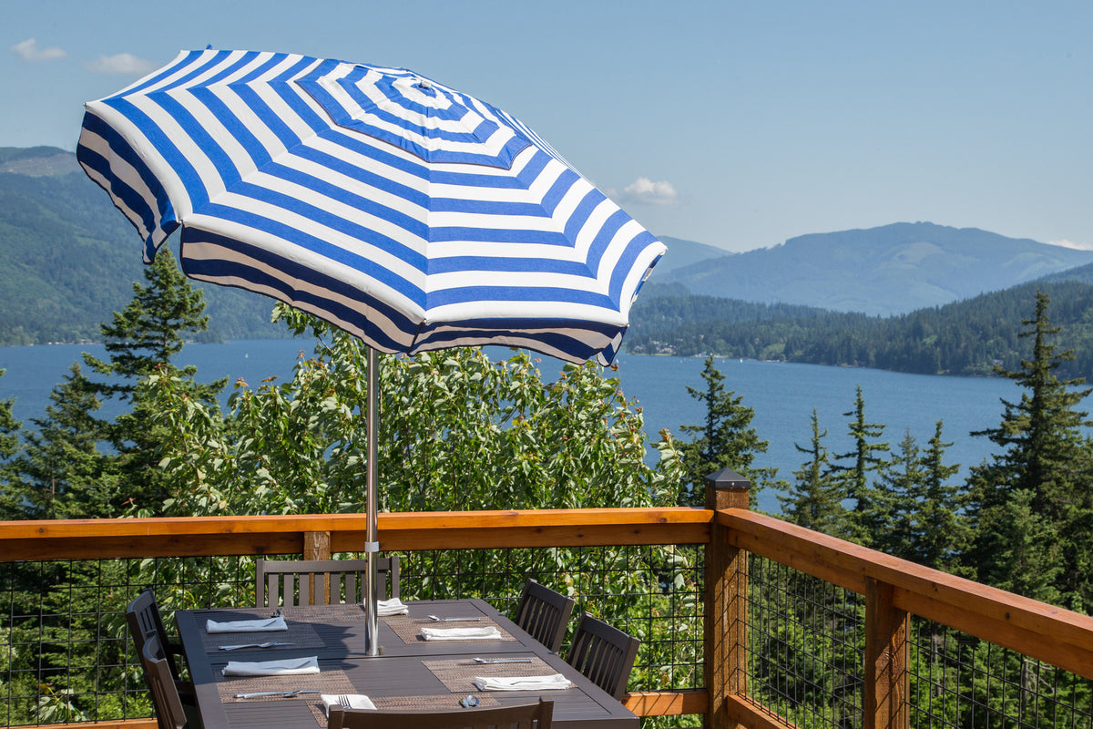 deluxe patio umbrellas vrienden 6' Round Italian Patio Umbrella In Blue/White