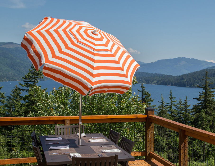 bar patio umbrellas Italian 6 ft Umbrella Acrylic Stripes Orange and White