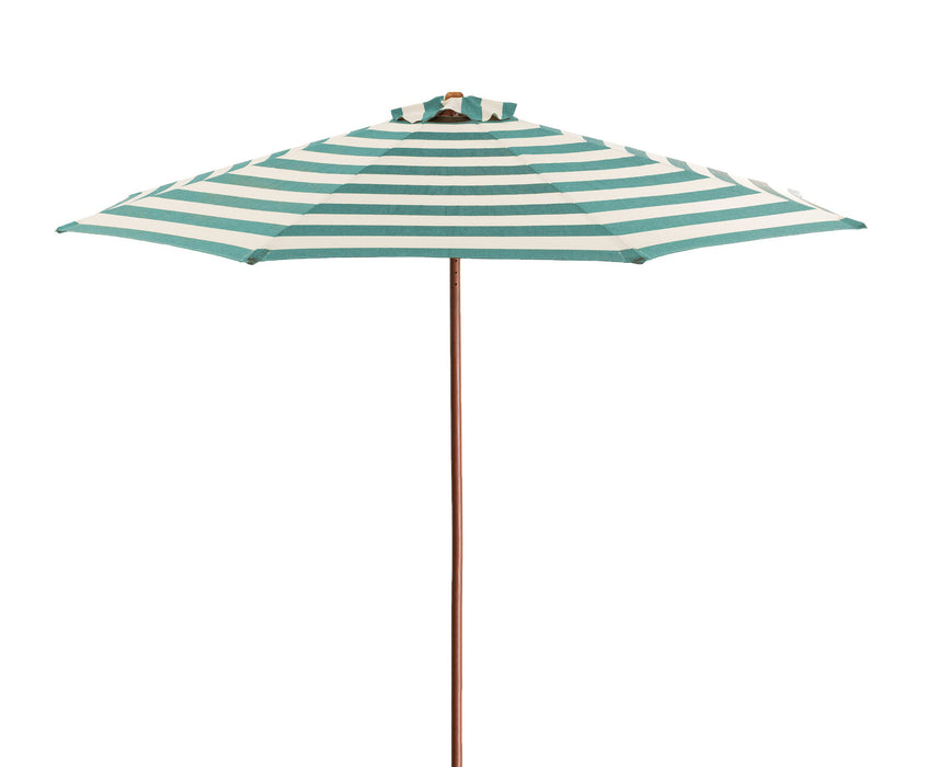 Classic Wood 9 ft Stripe Round Market Umbrella