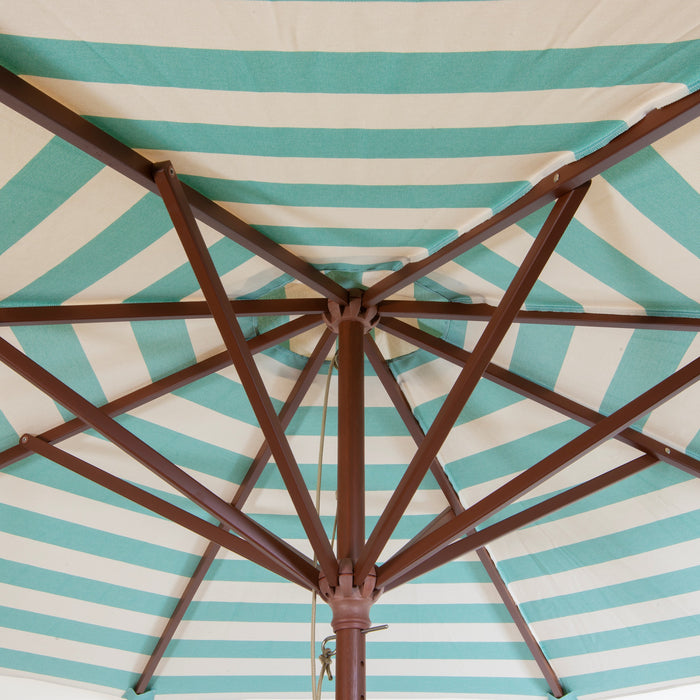 Classic Wood 9 ft Stripe Round Market Umbrella