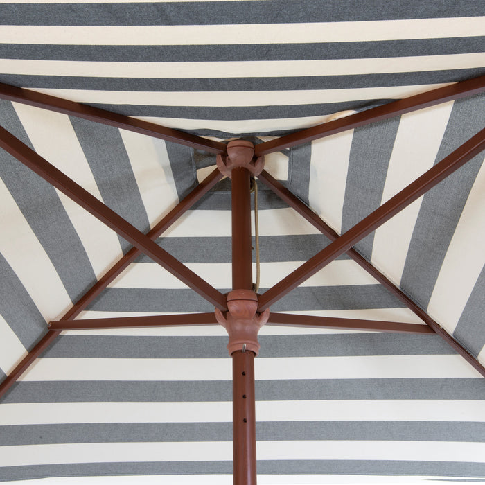 6.5 ft Classic Wood Square Market Patio Stripe Umbrellas