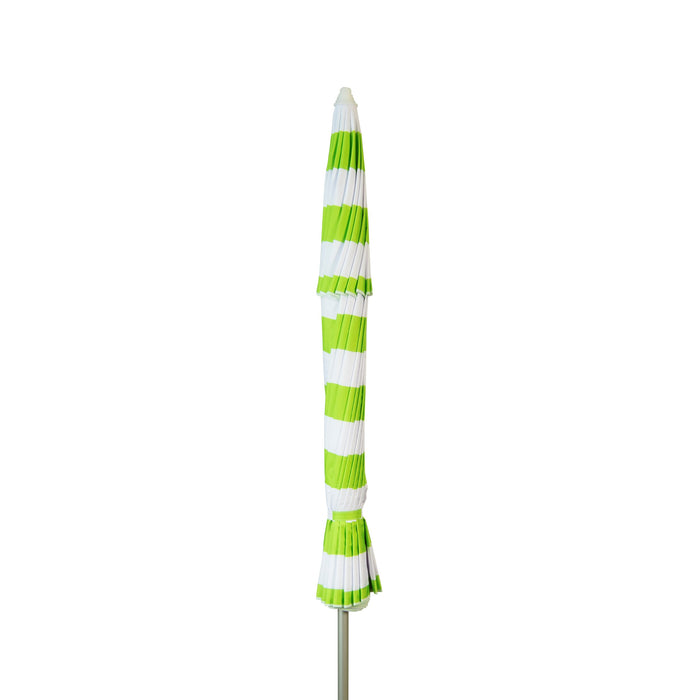lime green and white striped patio umbrella Deluxe 8 ft Lime and White Stripe Patio & Beach Umbrella with Travel Bag 1121