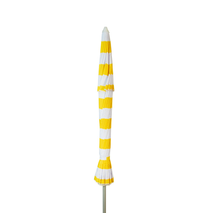 Deluxe 8 ft Yellow and White Stripe Patio & Beach Umbrella with Travel Bag