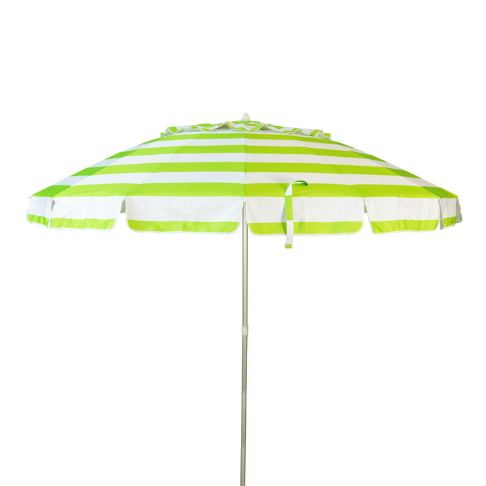 lime green and white striped patio umbrella Deluxe 8 ft Lime and White Stripe Patio & Beach Umbrella with Travel Bag 1121